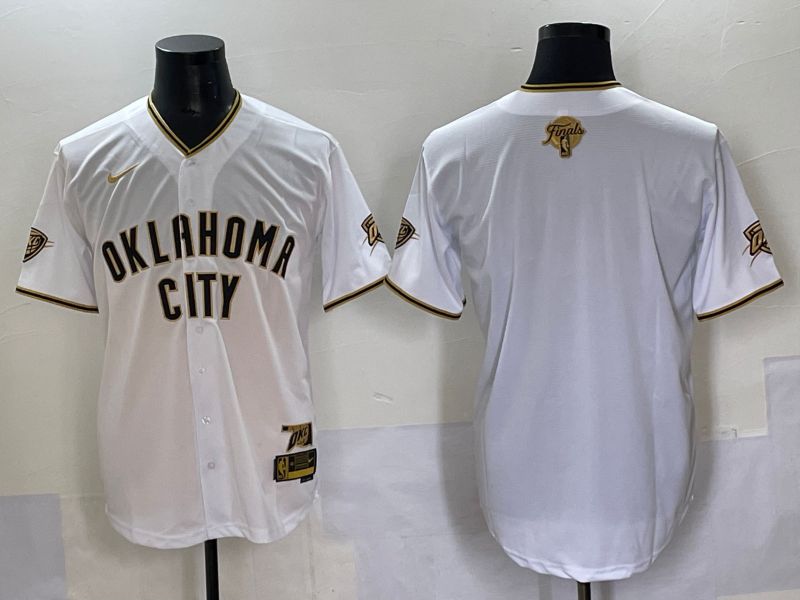 Men 2025 Oklahoma City Thunder Blank White Joint Name Nike NBA Jersey style 11